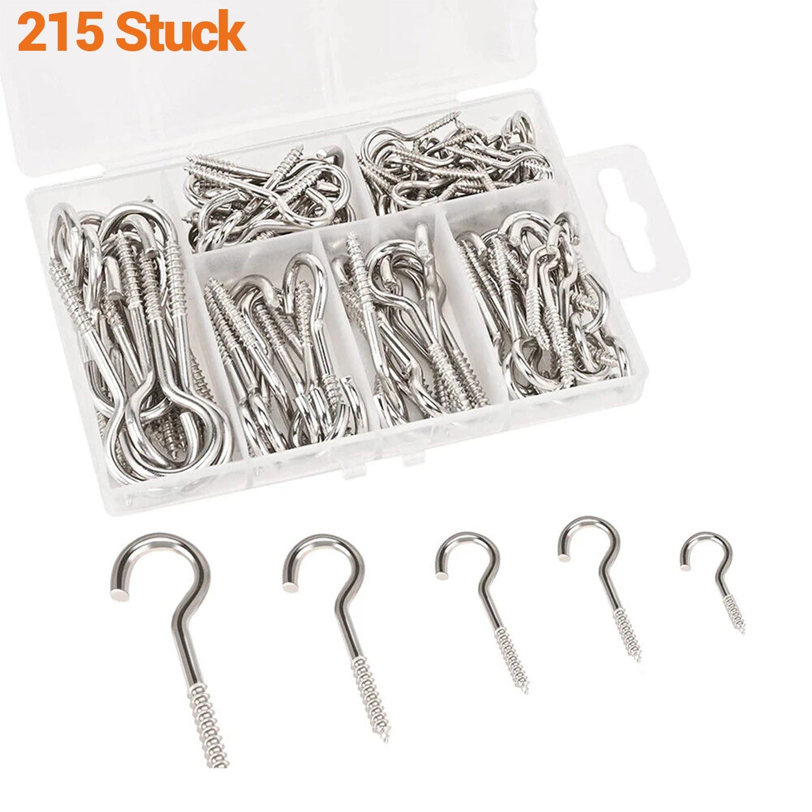 215pcs Screw Hooks Hook Screw Half Round Hook Screw Steel Galvanized Bent - HomeDIYer