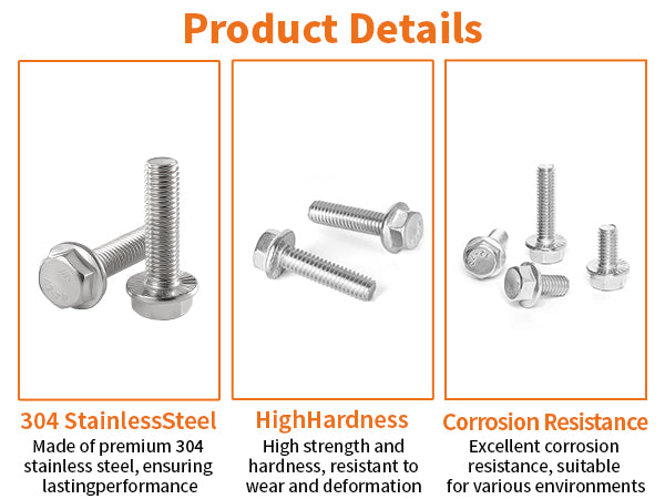 M6 (6mmφ) FLANGED HEXAGON HEAD BOLTS FLANGE HEX SCREWS A2-70 STAINLESS STEEL