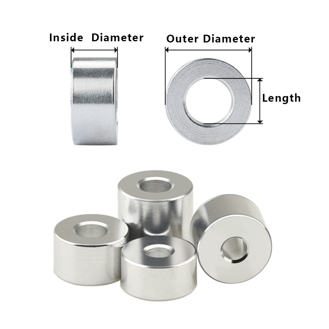 Aluminium Standoff Spacers M6 - M10 Stand off Collar Round Spacer Bush Washers - HomeDIYer