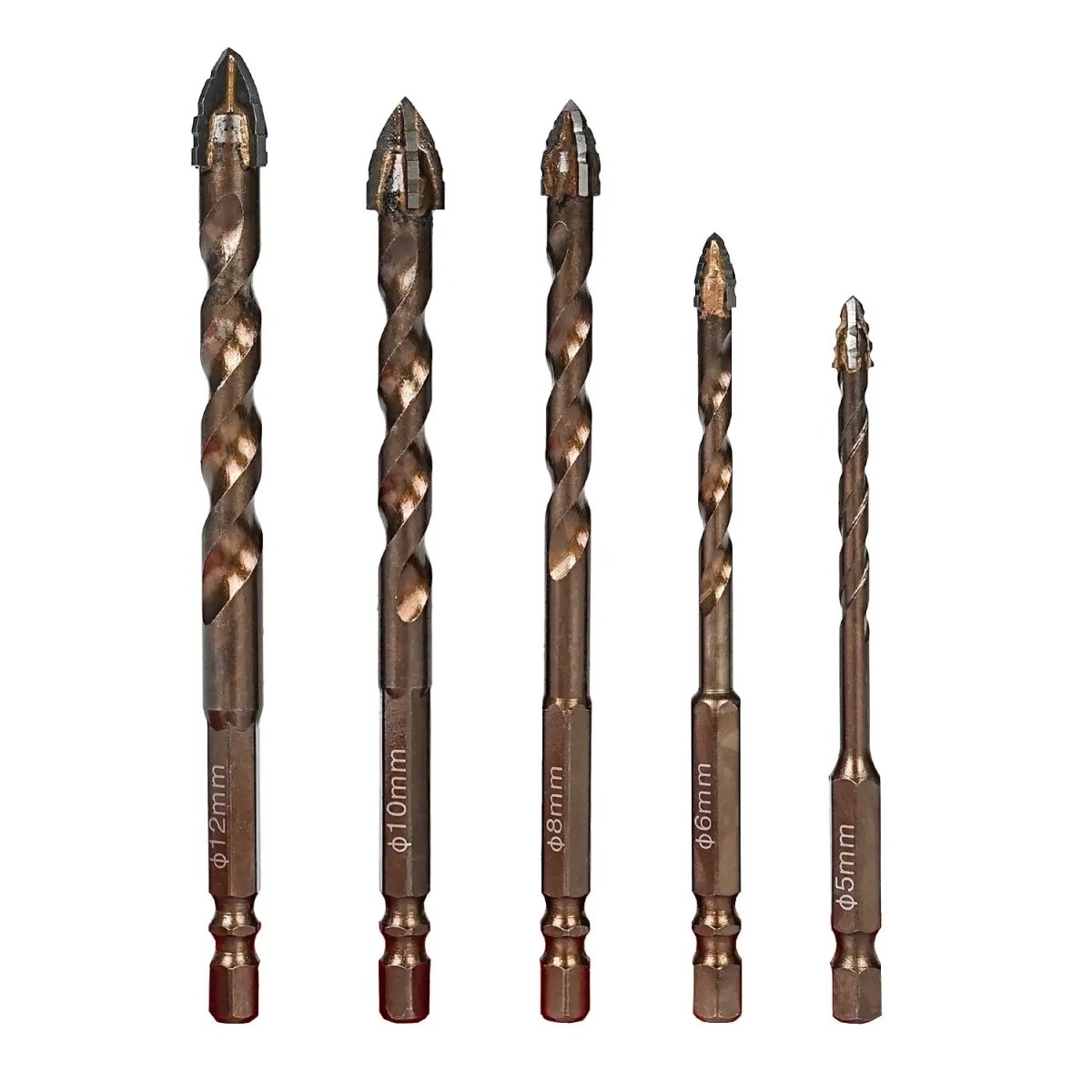 10PCS High - Strength Eccentric Twist Drill Bit,New Four - FluteSawtooth Eccentric Drill Bit,Multifunction Drill Bit Set(5/6/8/10/12) - HomeDIYer