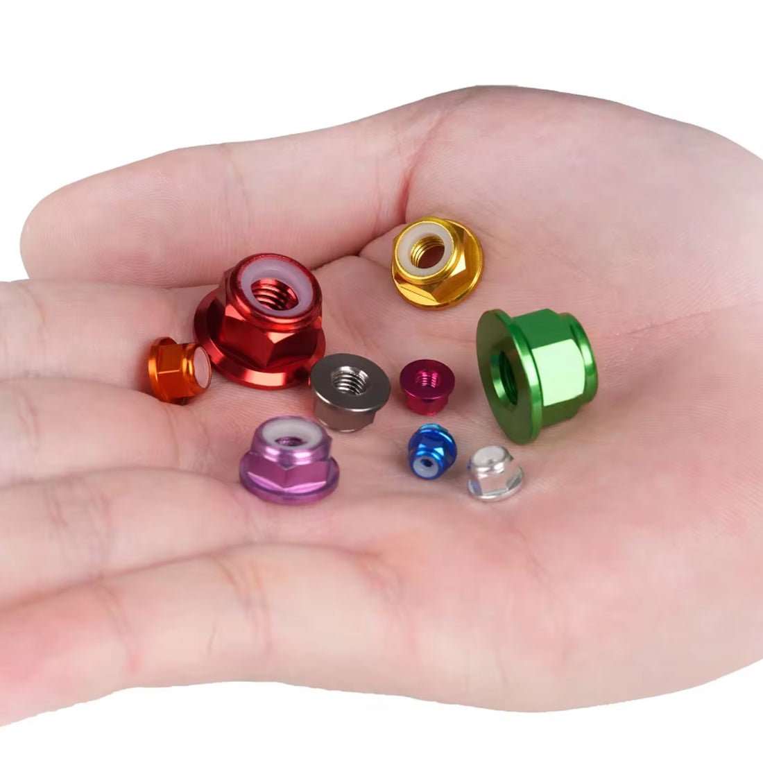 M2 M3 M4 M5 M6 M8 RC Flanged Nyloc Anodised Aluminium Wheel Nuts Various Colours - HomeDIYer