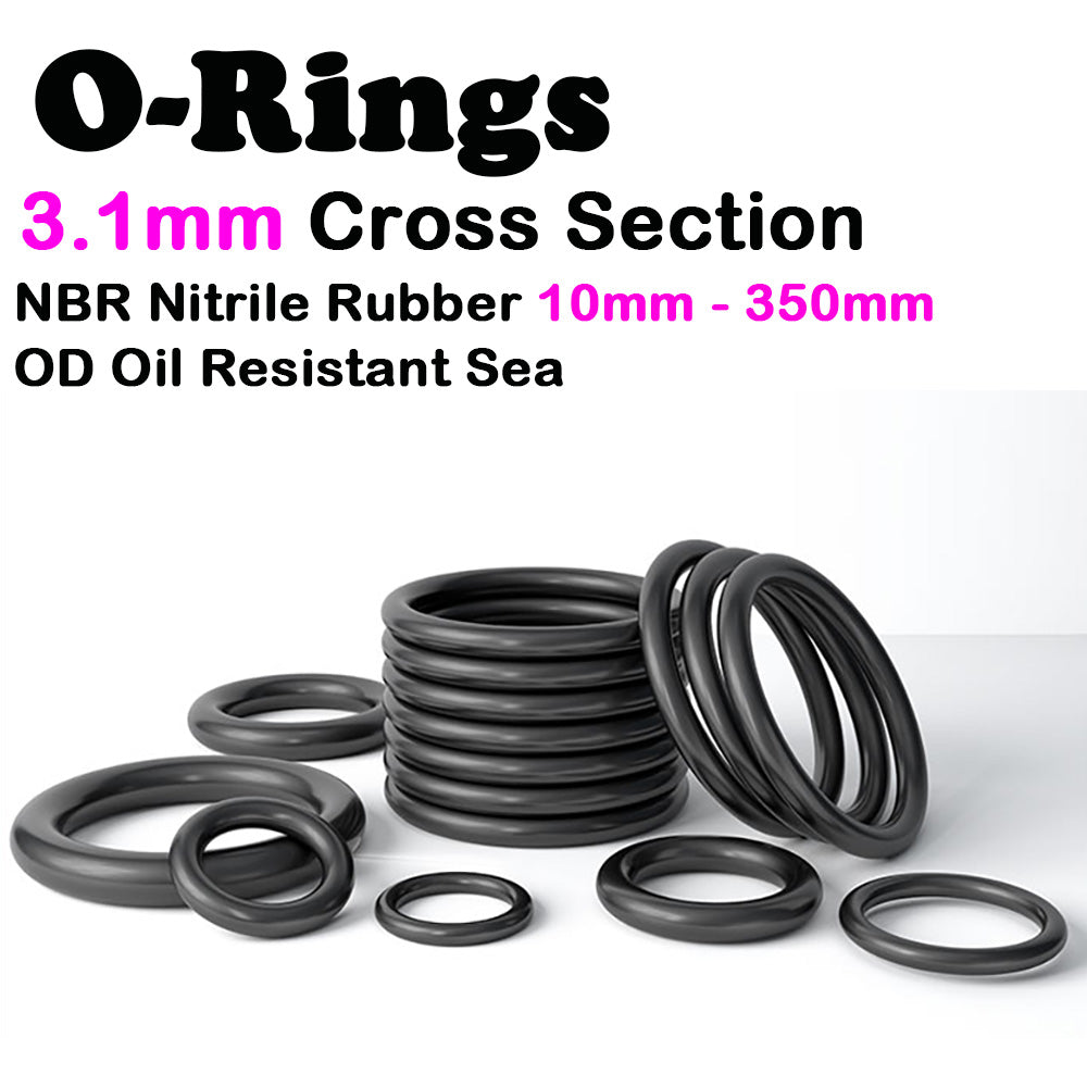 3.1mm Cross Section O-Rings NBR Nitrile Rubber 10mm - 350mm OD Oil Resistant Sea