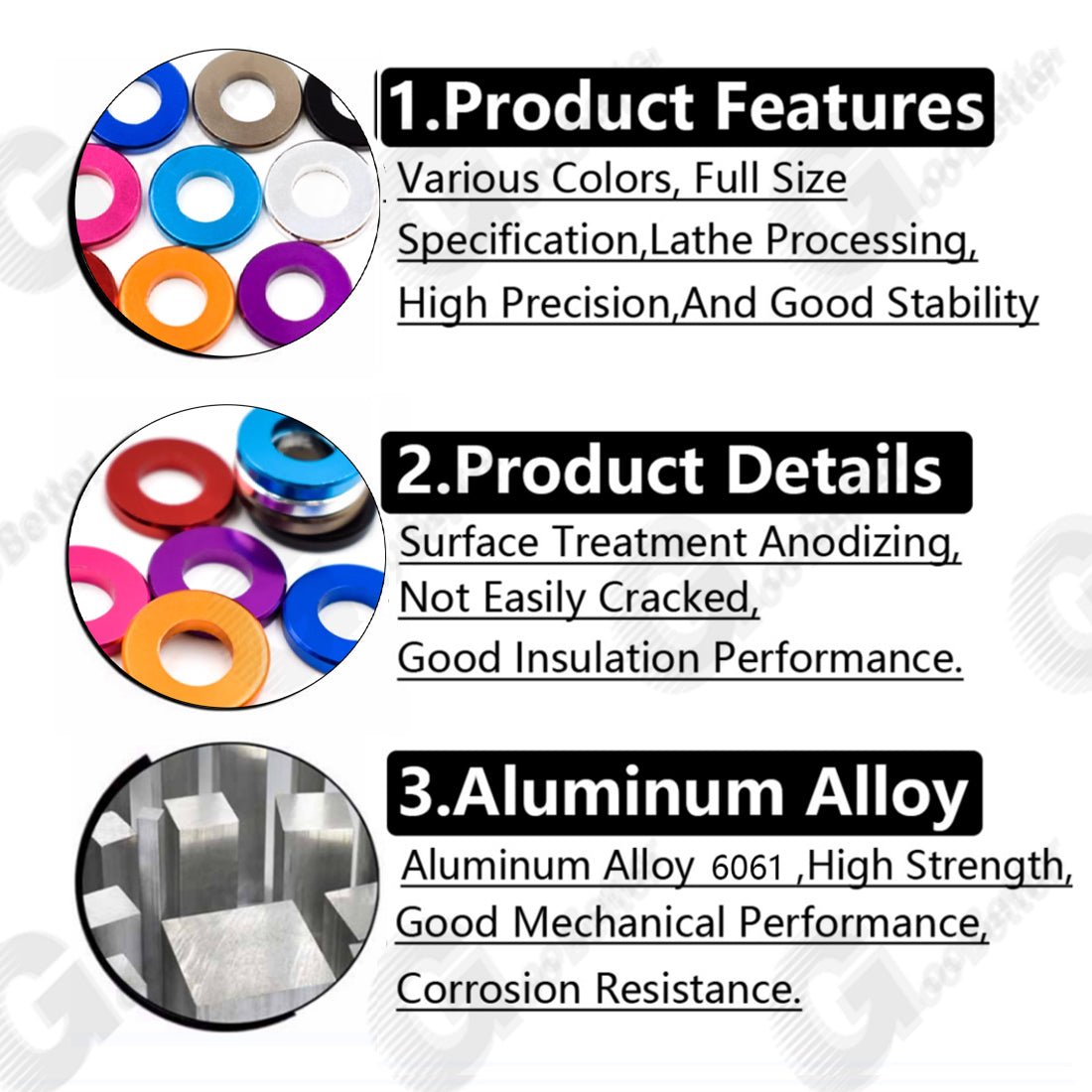 Aluminium Anodised M3 M4 M5 Metric Colourful Flat Washer Spacer Gasket - HomeDIYer