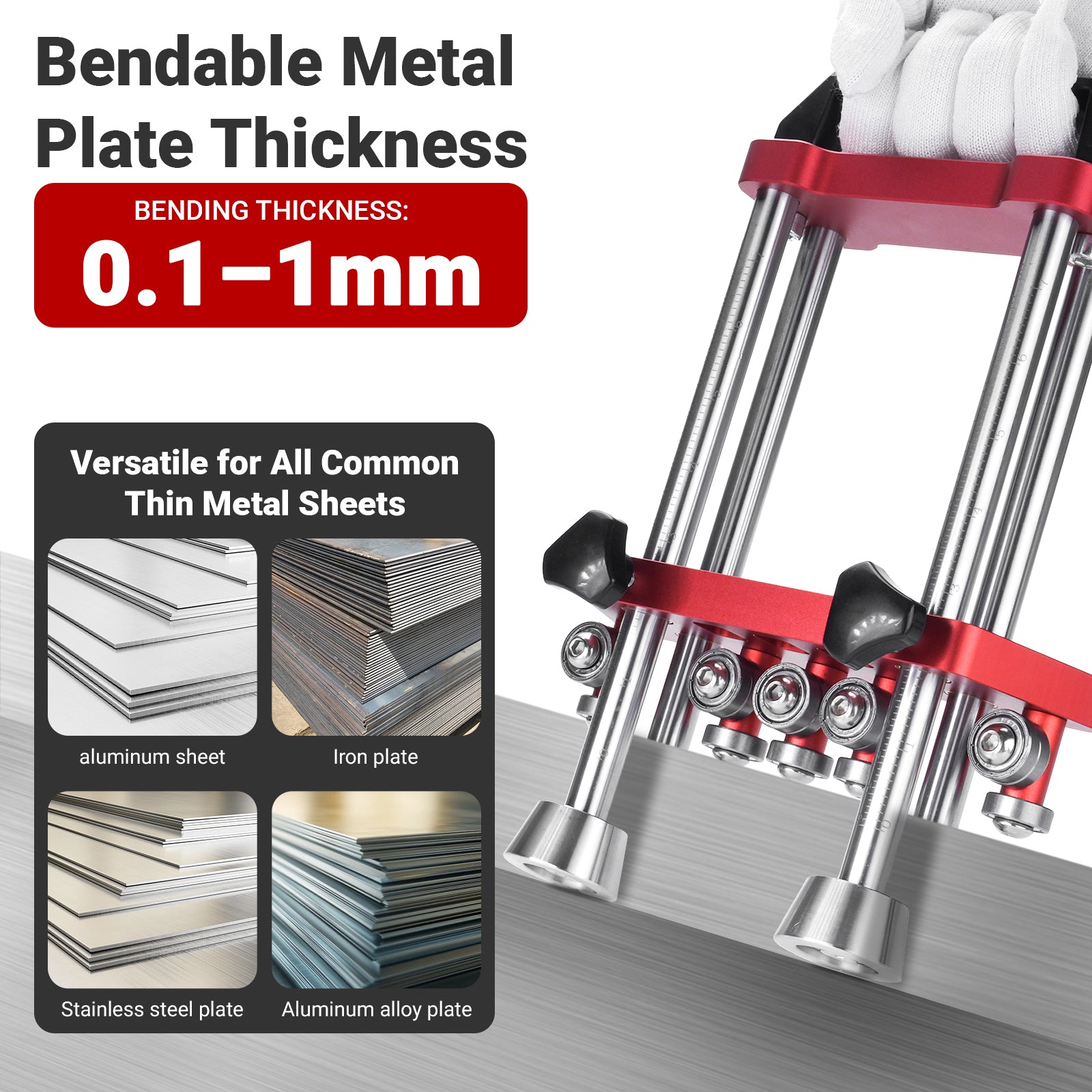 Sheet Metal Roller 2-Station Bender for 0.1–1mm Metal Sheets, 0–100° Adjustable