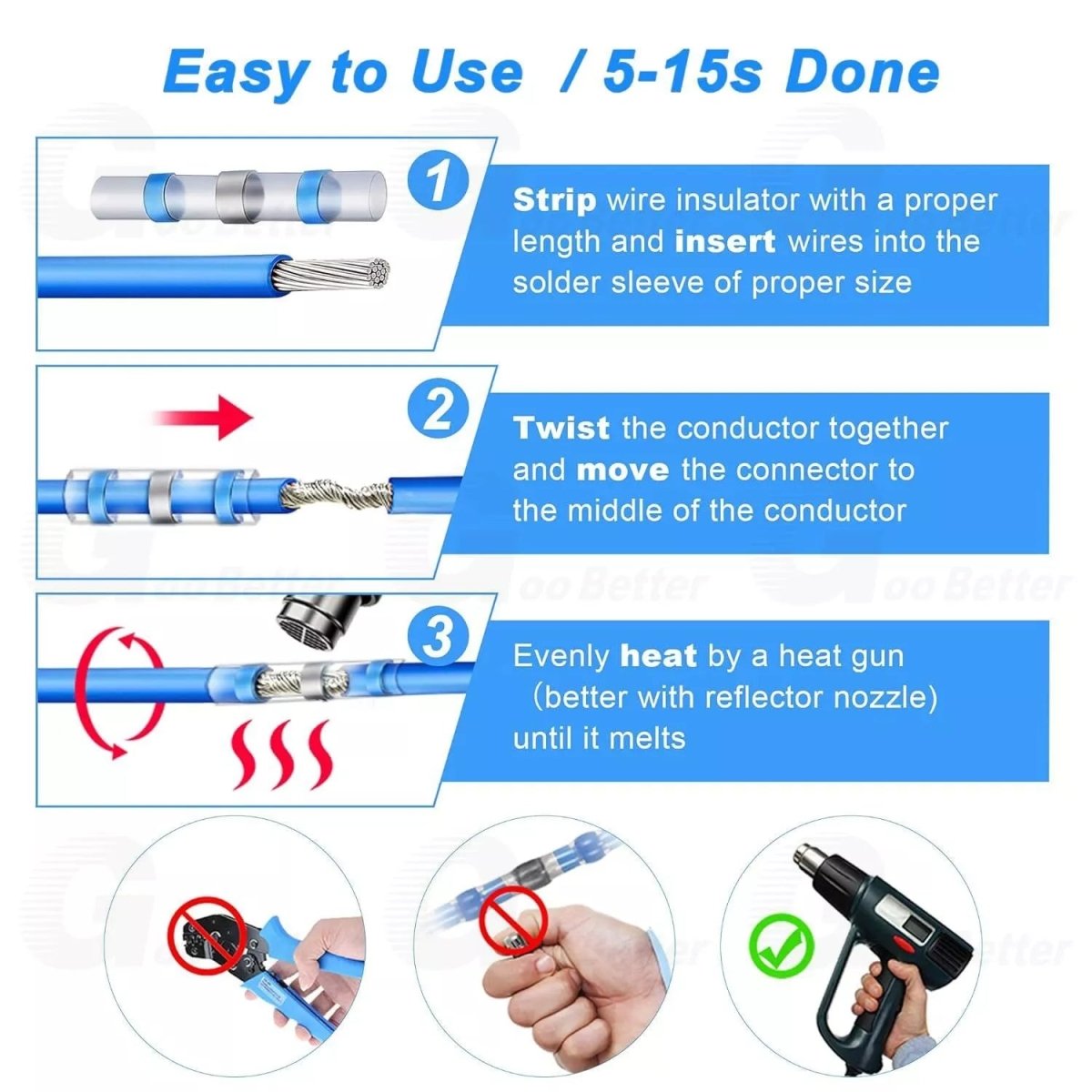 800pcs Solder Seal Butt Wire Connectors Heat Shrink Sleeve Waterproof Terminals - HomeDIYer