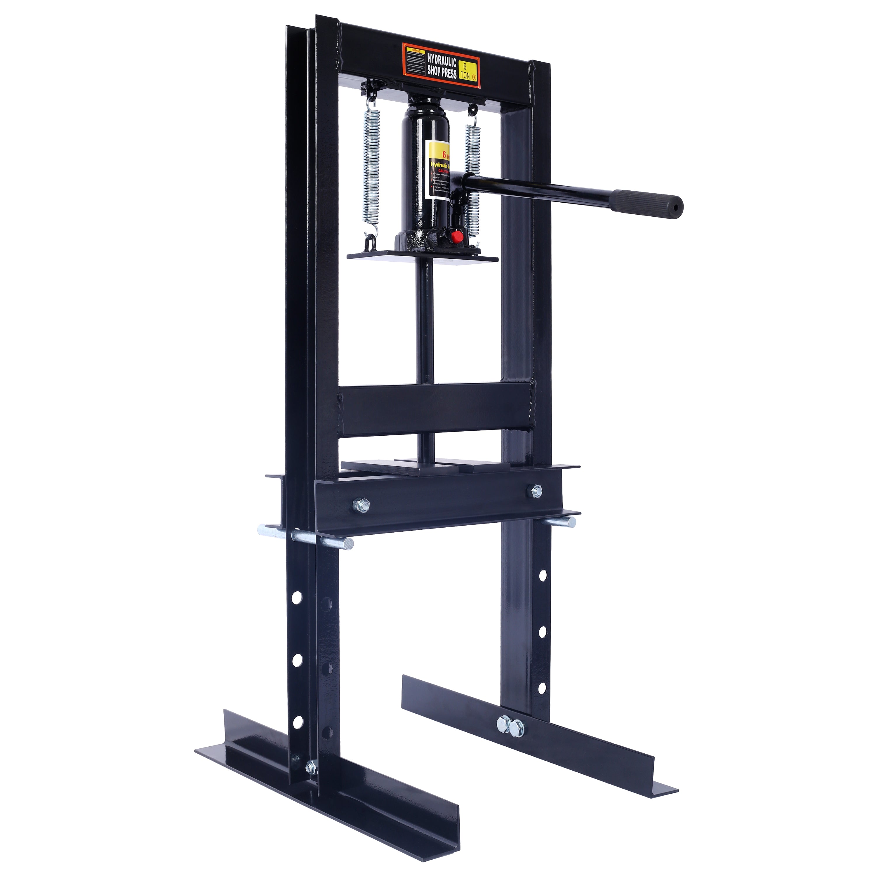 Hydraulic 6 Ton H-Frame Garage Floor Adjustable Shop Press with Plates, 6T, black