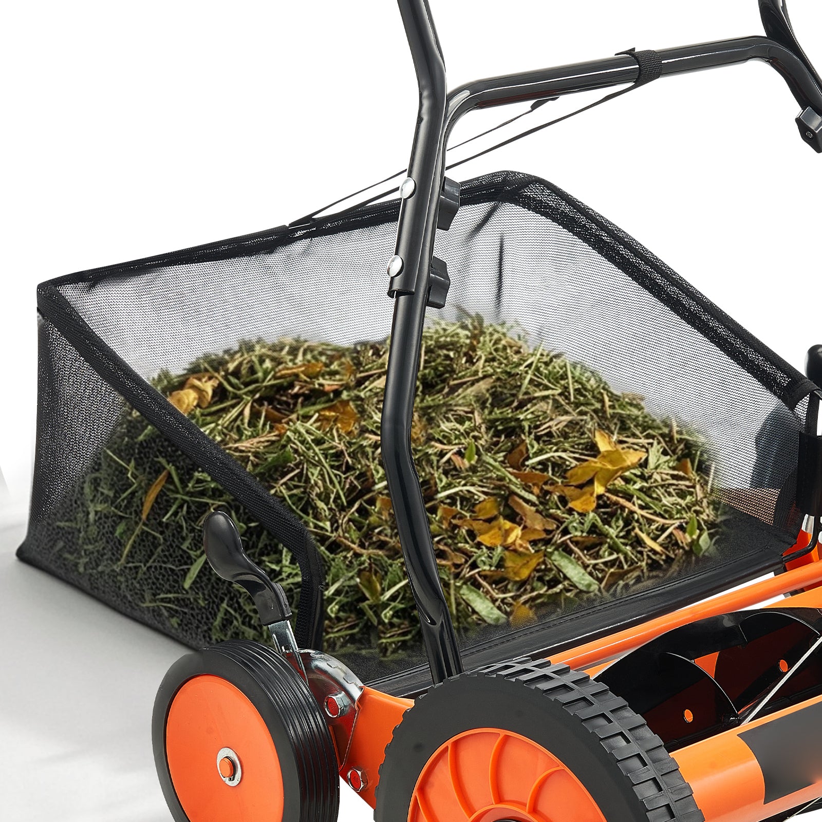 18" Manual Push Reel Lawn Mower 5-Blade Adjustable Height Grass Catcher 4 Wheels