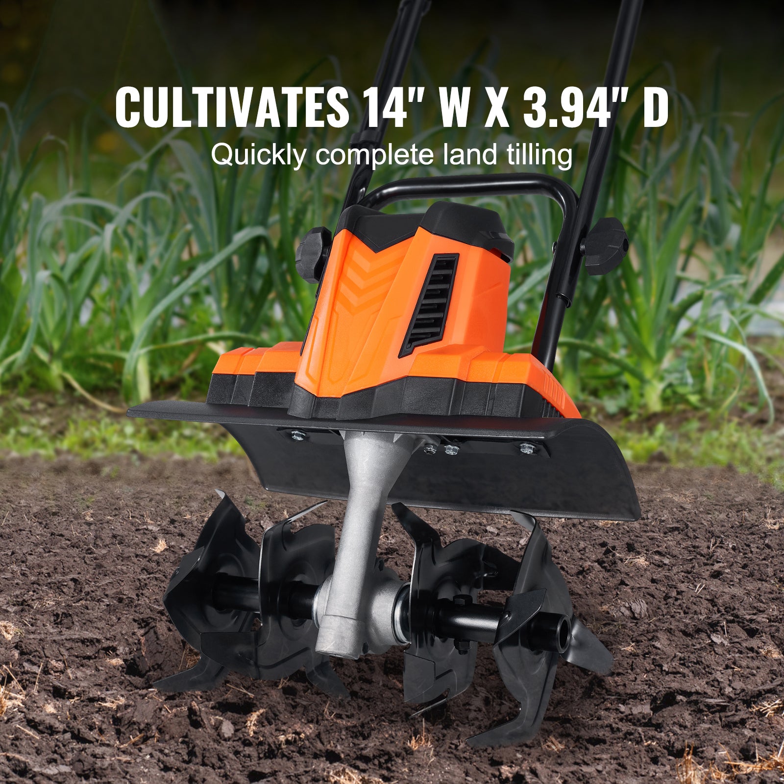 10 Amp Electric Tiller, 14" Tilling Width 3.94" Tilling Depth Corded Electric Tiller/Cultivator, Steel Mn Tines, Rototiller for Garden Lawn Soil Digging