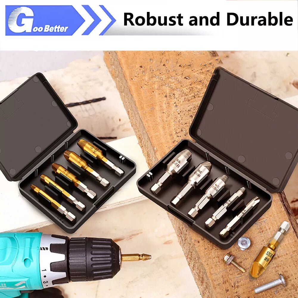 5PCS Damaged / Stripped Screw Extractor Set Bolt Broken Remover Tool Drill Bits - HomeDIYer
