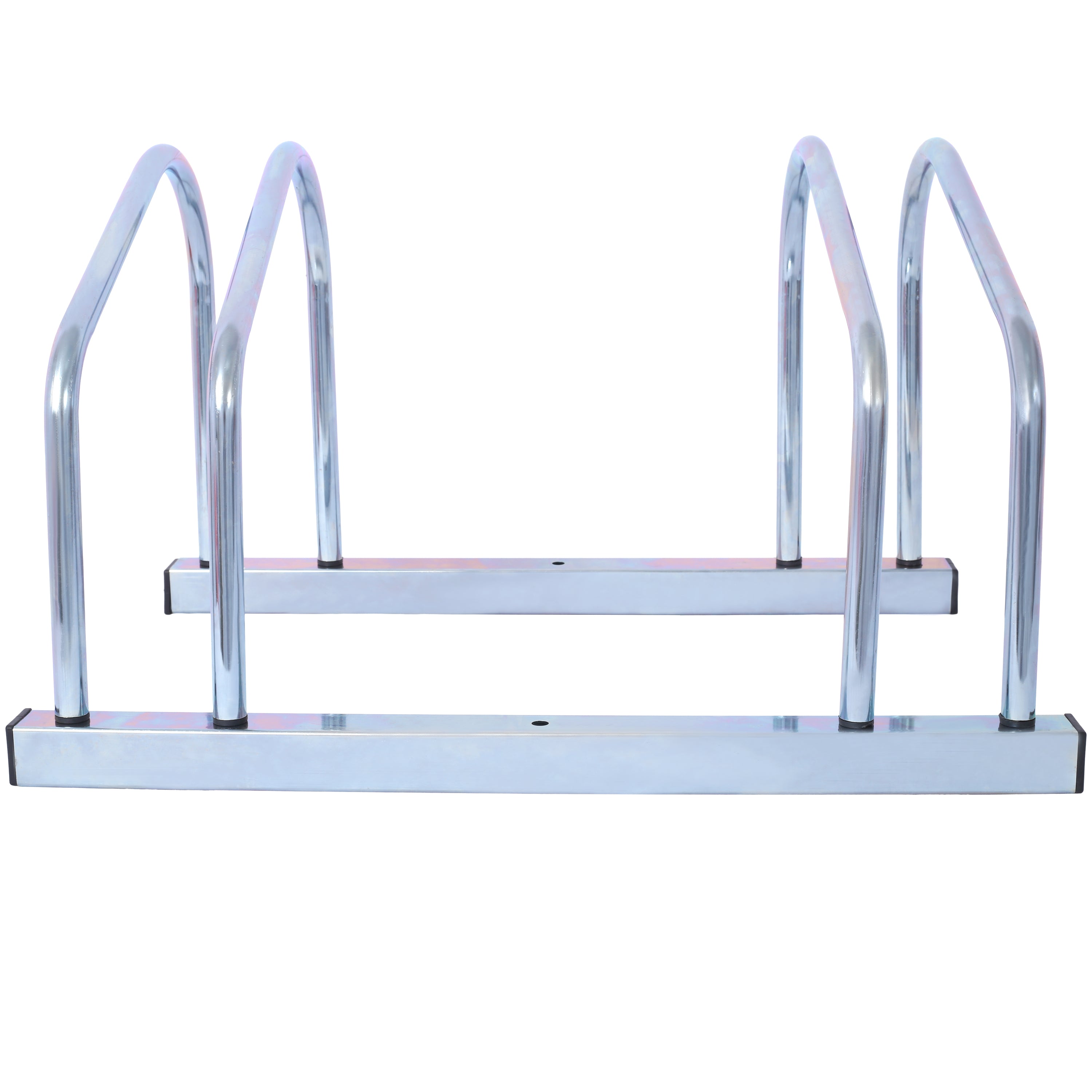 2-Bike Floor Stand – Heavy-Duty Garage Bike Parking Rack, Indoor/Outdoor, Fits 22-28" Wheels, Galvanized Steel