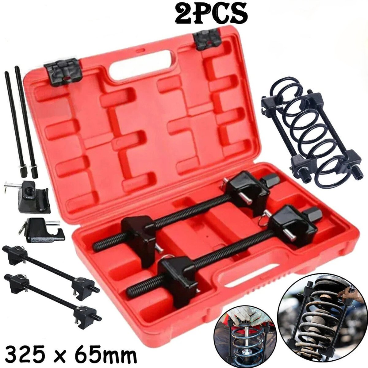 2x 325mm spring compressor car lowering universal strut tensioning tool set - HomeDIYer
