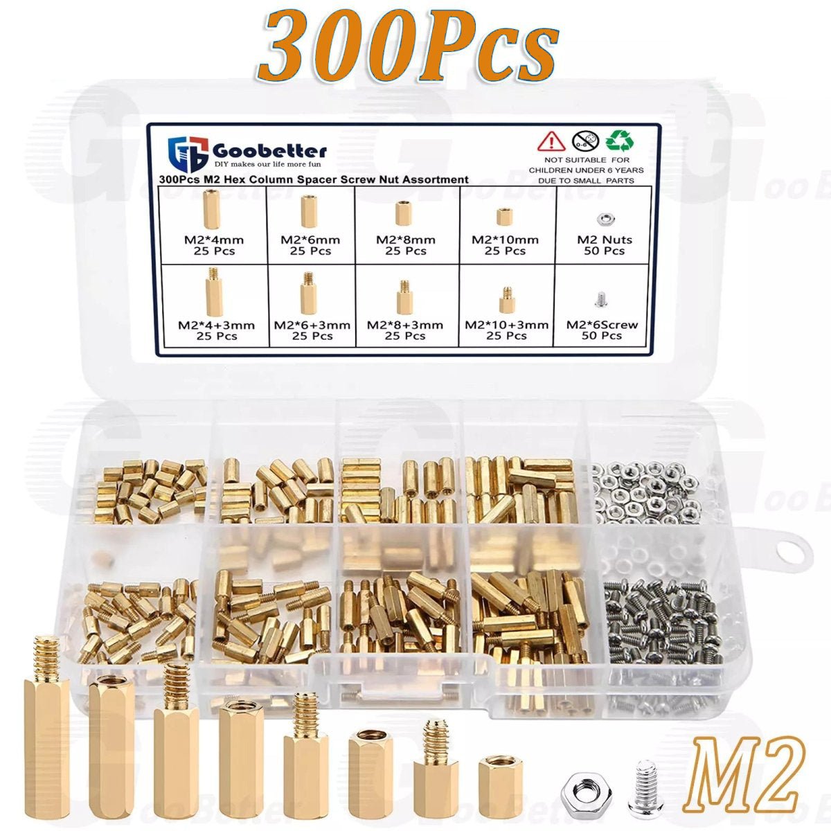 300Pcs M2 Male Female Brass Standoff Spacer PCB Board Hex Screws Nut Kit - HomeDIYer