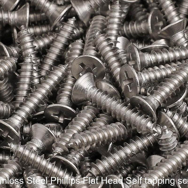50Pcs 304 Stainless Steel Phillips Flat Head Self tapping screws M1 M1.2 M1.4 M1.7 M2 M2.2 M2.6 M3 M3.5 - HomeDIYer