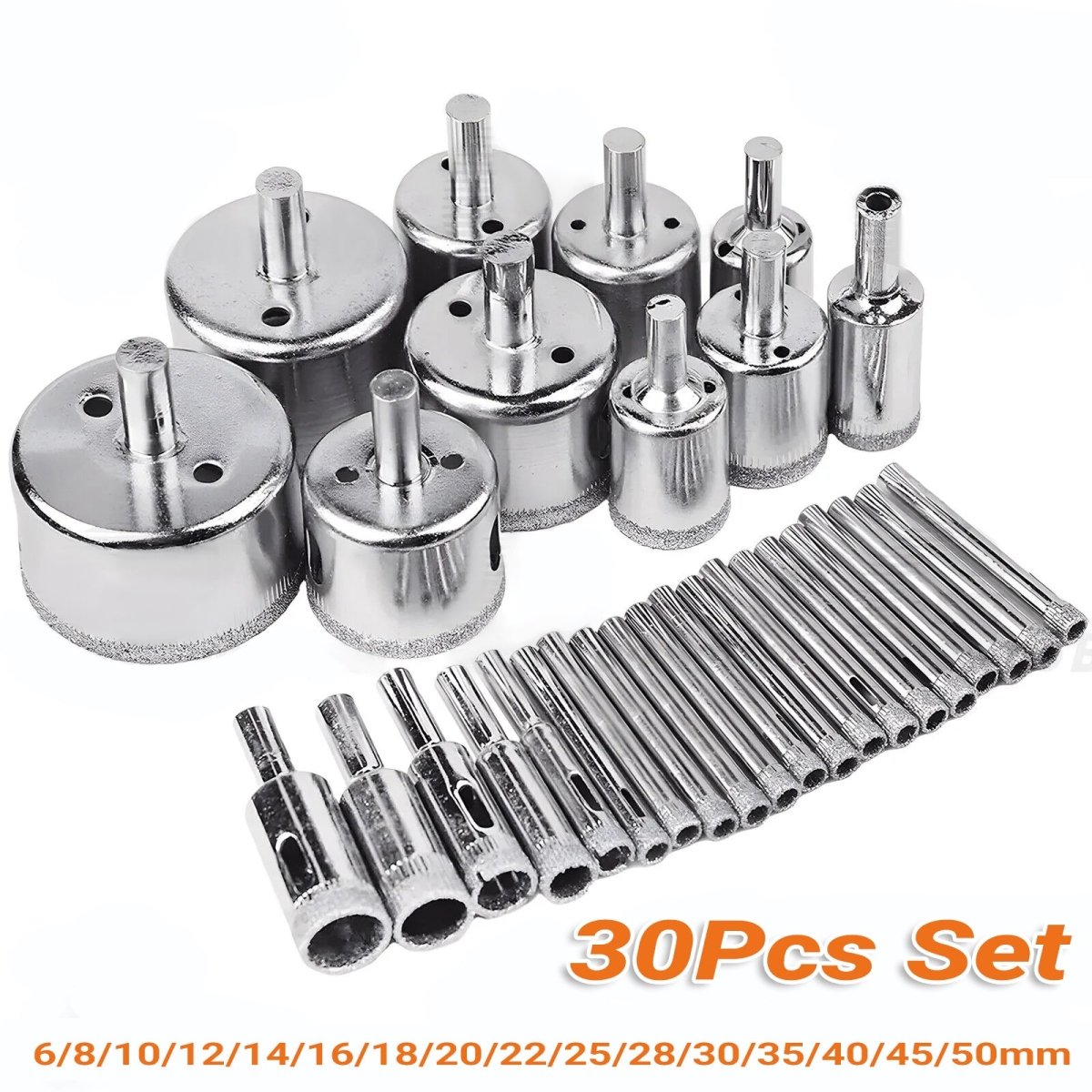 30Pcs Diamond Hole Saw Drill Bit Tools Set for Glass,Tile,Ceramic,Marble Cutting - HomeDIYer