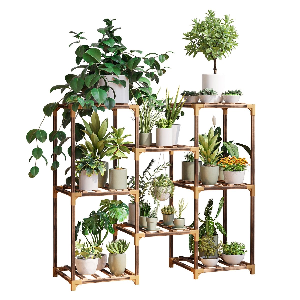 Plant Stand Indoor, Outdoor Wood Plant Stands for Multiple Plants, Plant Shelf Ladder Table Plant Pot Stand for Living Room, Patio, Balcony, Plant Gardening Gift - HomeDIYer