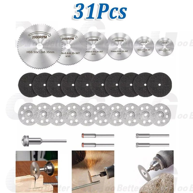 31Pcs Cutting Wheel Set for Dremel Rotary Tool HSS Circular Saw Blades Discs - HomeDIYer