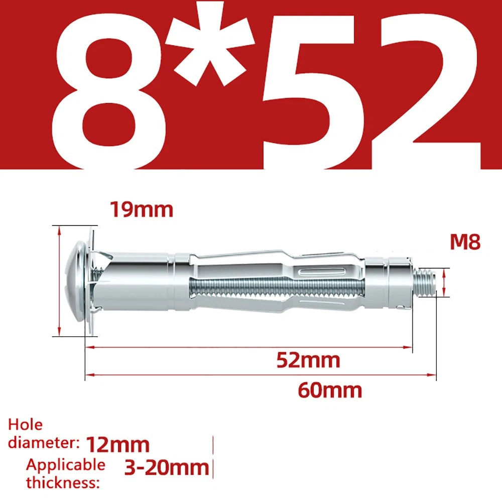 M4–M8 Metal Drywall Expansion Bolts | Hollow Wall Anchors for Plasterboard & Drywall