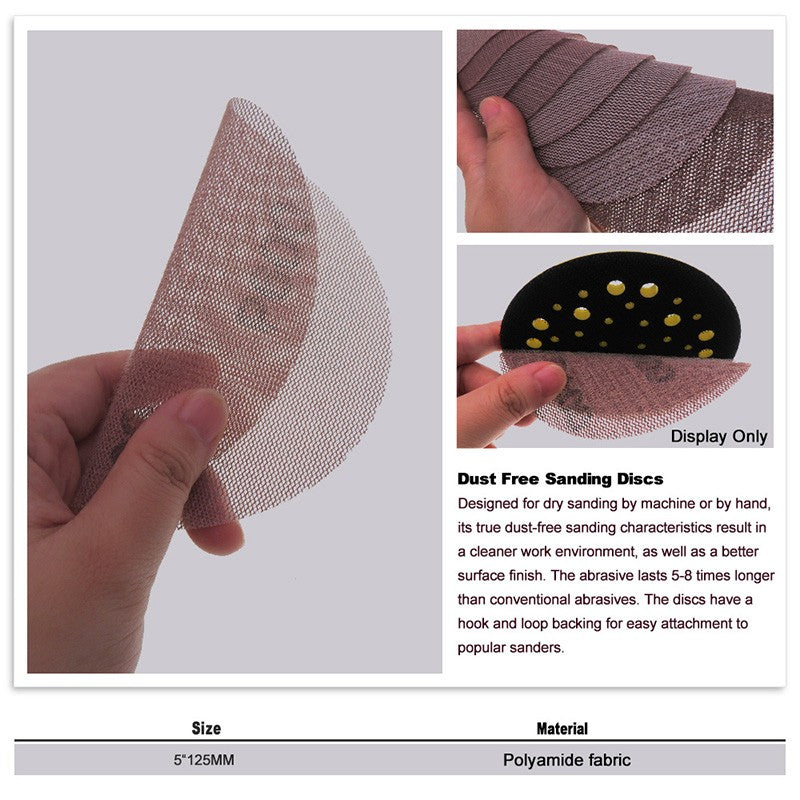 125mm Mesh Sanding Discs — P80 to P1000 Grit Hook & Loop Sandpaper for 5‑Inch Random Orbital Sanders