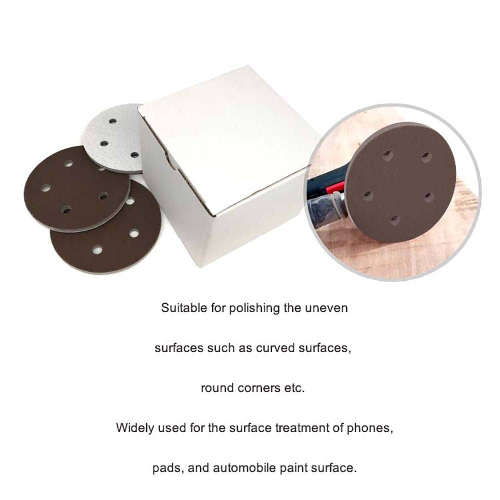 5"(125mm)Hook & Loop Sponge Sandpaper 5 Hole Red Sanding Discs 300 - 2000 Grit
