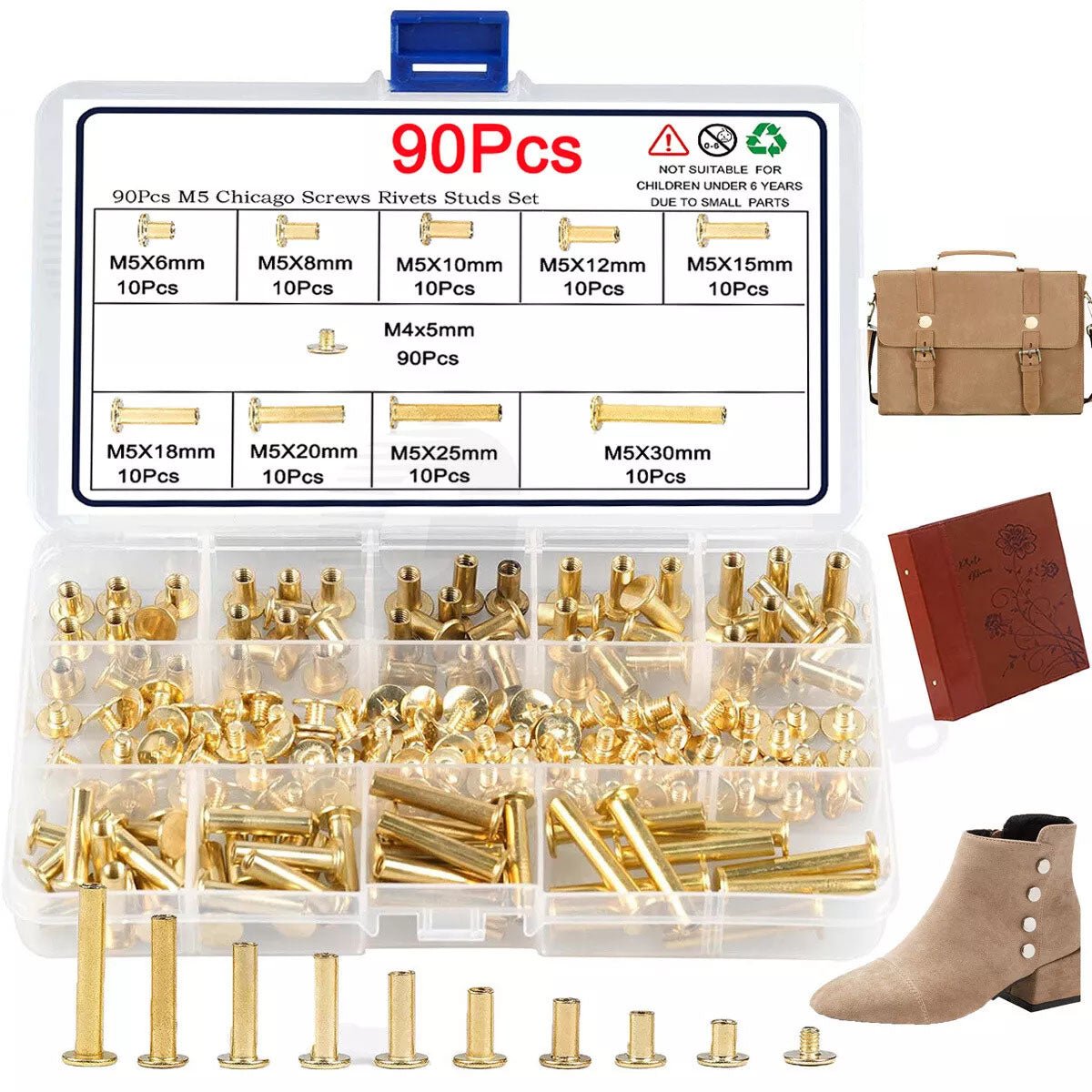 Leather Rivets Tool Metal Stud Set Double Cap Fixing Belt Repair Craft DIY Kit - HomeDIYer