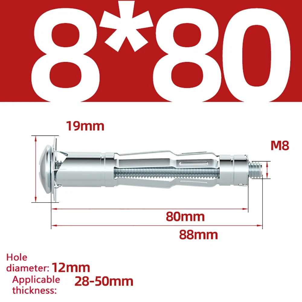 M4–M8 Metal Drywall Expansion Bolts | Hollow Wall Anchors for Plasterboard & Drywall