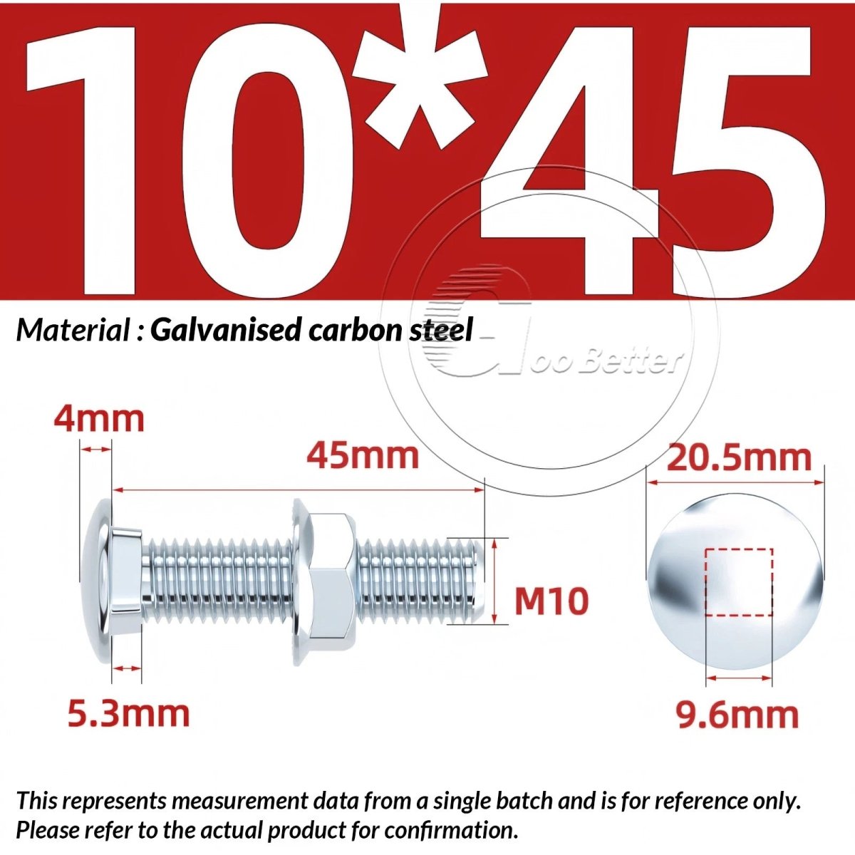 M8 M10 M12 Carriage Bolts with Hex Nuts — Zinc - Plated Steel, Full & Partial Thread - HomeDIYer