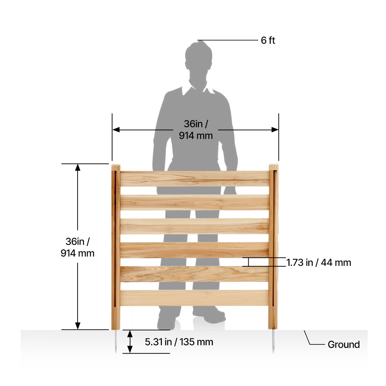 Wood Privacy Fence 3 Panels Slatted Air Conditioner Fence 36" W x 36" L