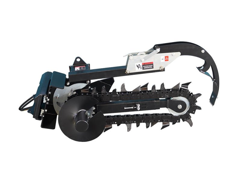 Skid Steer Trenchers Attachment with Adjustable Depth Control Foot, Universal Mount Plate - HomeDIYer