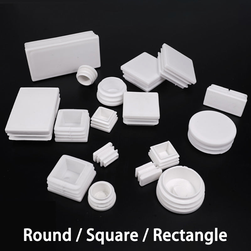 HomeDIYer White Rectangle Plastic Blanking End Caps for tube protection