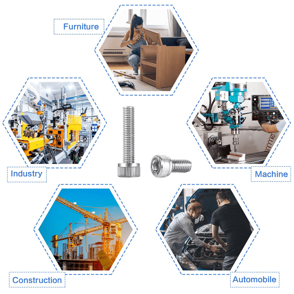 172Pcs M5 Allen Cap Stainless Steel Screws Bolts & Nuts Socket Screw Hex DIN 912 - HomeDIYer