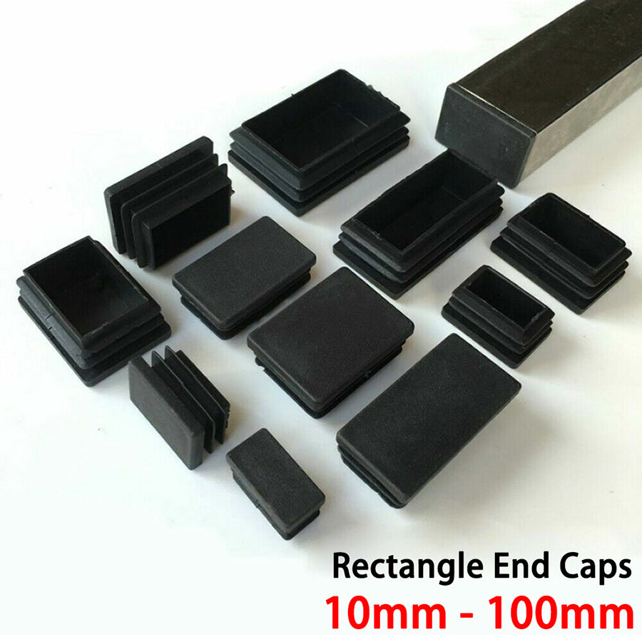 HomeDIYer Black Rectangle Plastic Blanking End Caps for tube protection