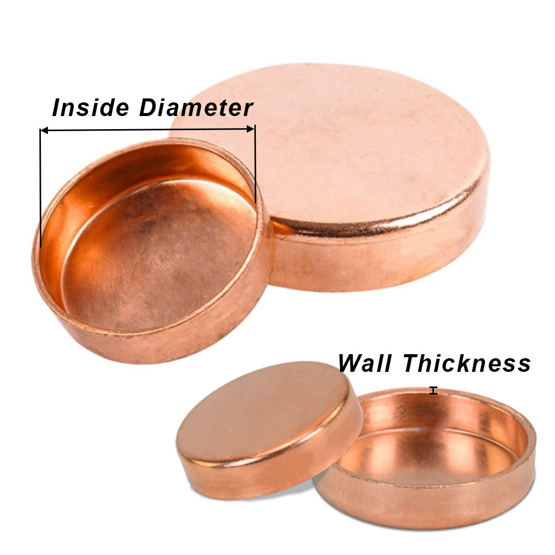 Copper End Feed Stop End Cap Fittings | Inside Dia 6.35mm–159mm