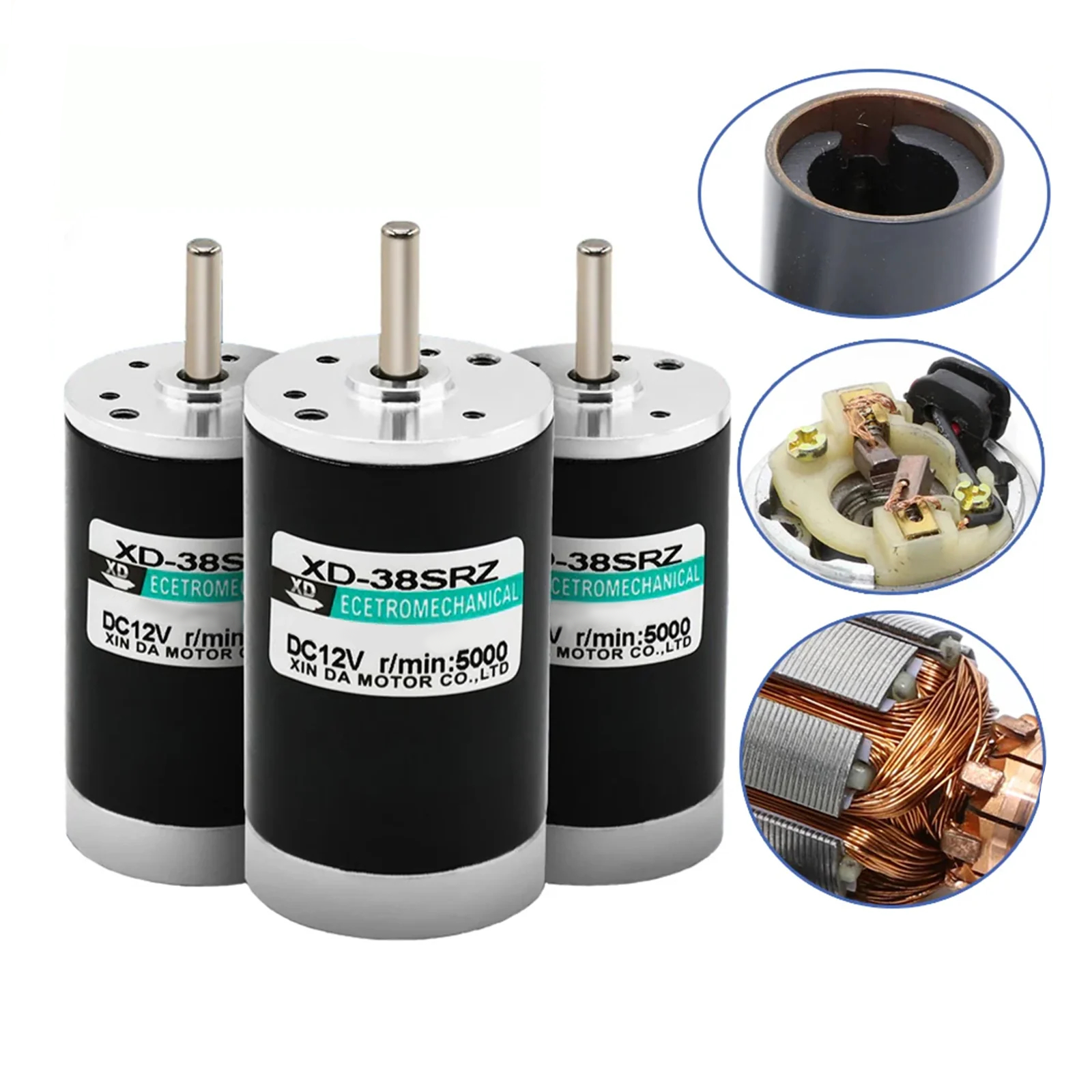 High-Speed DC Motor 12V/24V | 2000-6000 RPM 10W 38SRZ-Y