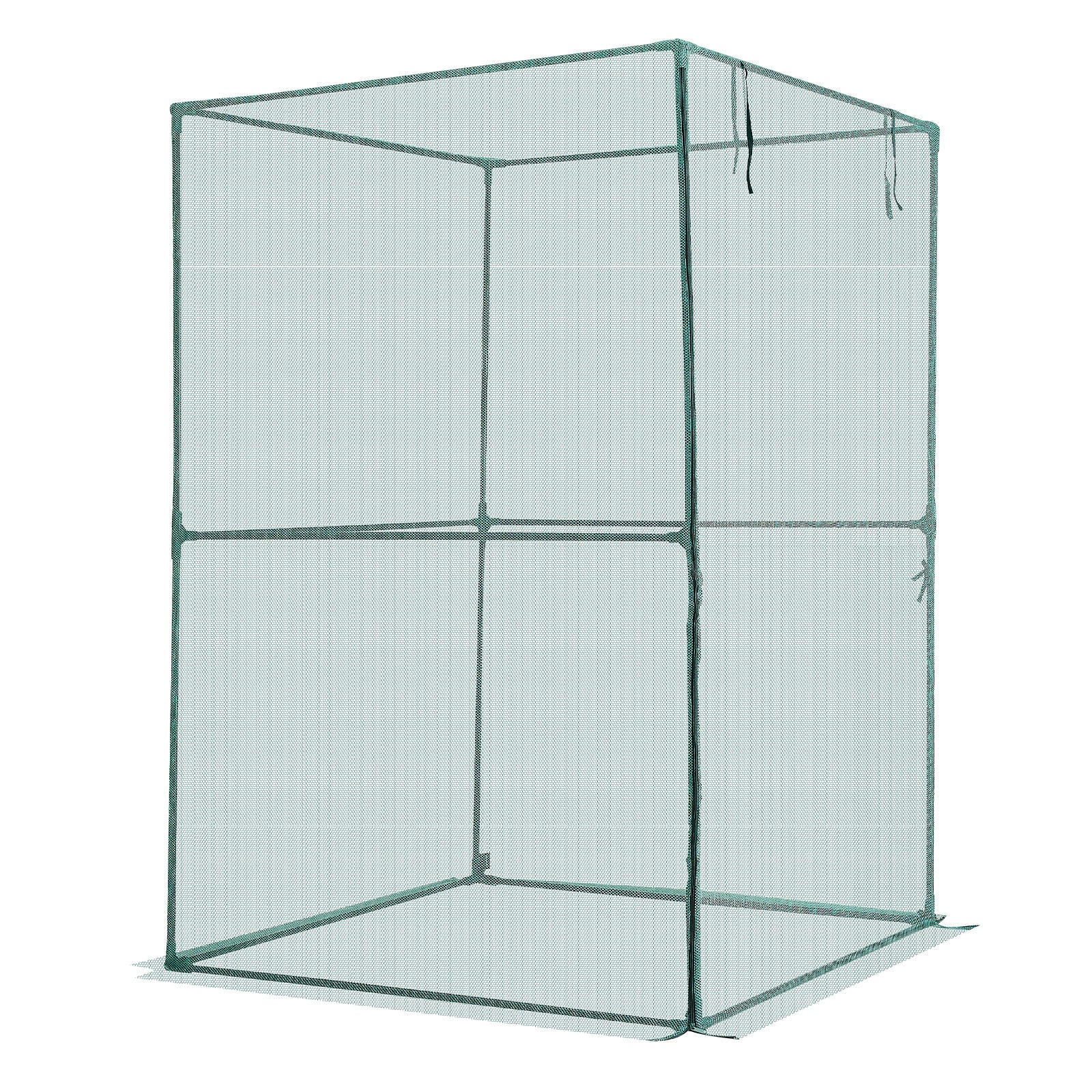 Crop Cage, 3.9 x 3.9 x 5.9 ft Plant Protection Tent with Zippered Door, Wind-Resistant Tall Crop Cage, Easy to Install, Outdoor Raised Bed Cover, Tomato Plant Netting for Garden Patio Lawn