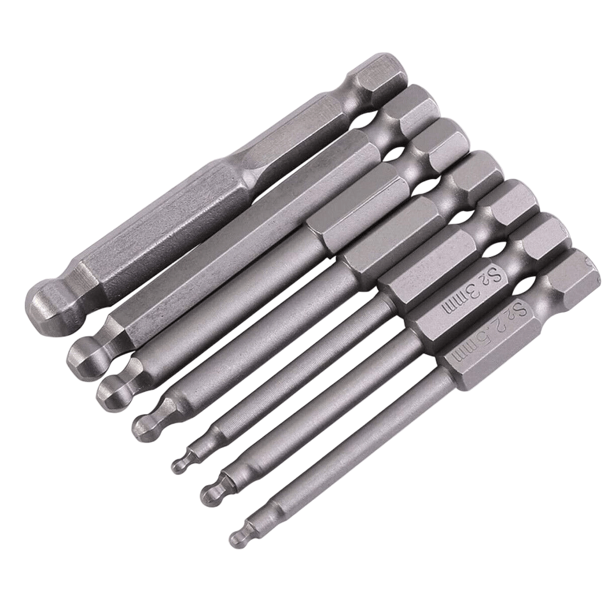 65mm/100mm Magnetic Ball End Hexagon Head 1/4" Screwdriver Bits Drill Set S2 Steel - HomeDIYer