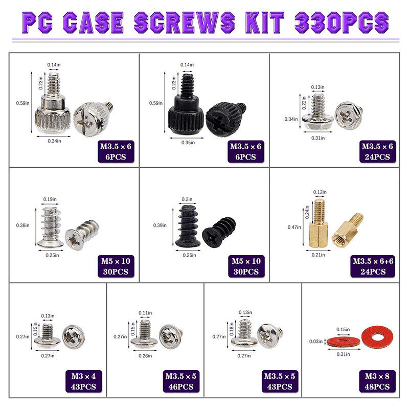 332pcs PC Screw Spacing Set Kit for Computer Case Hard Drives Motherboard Cooler - HomeDIYer
