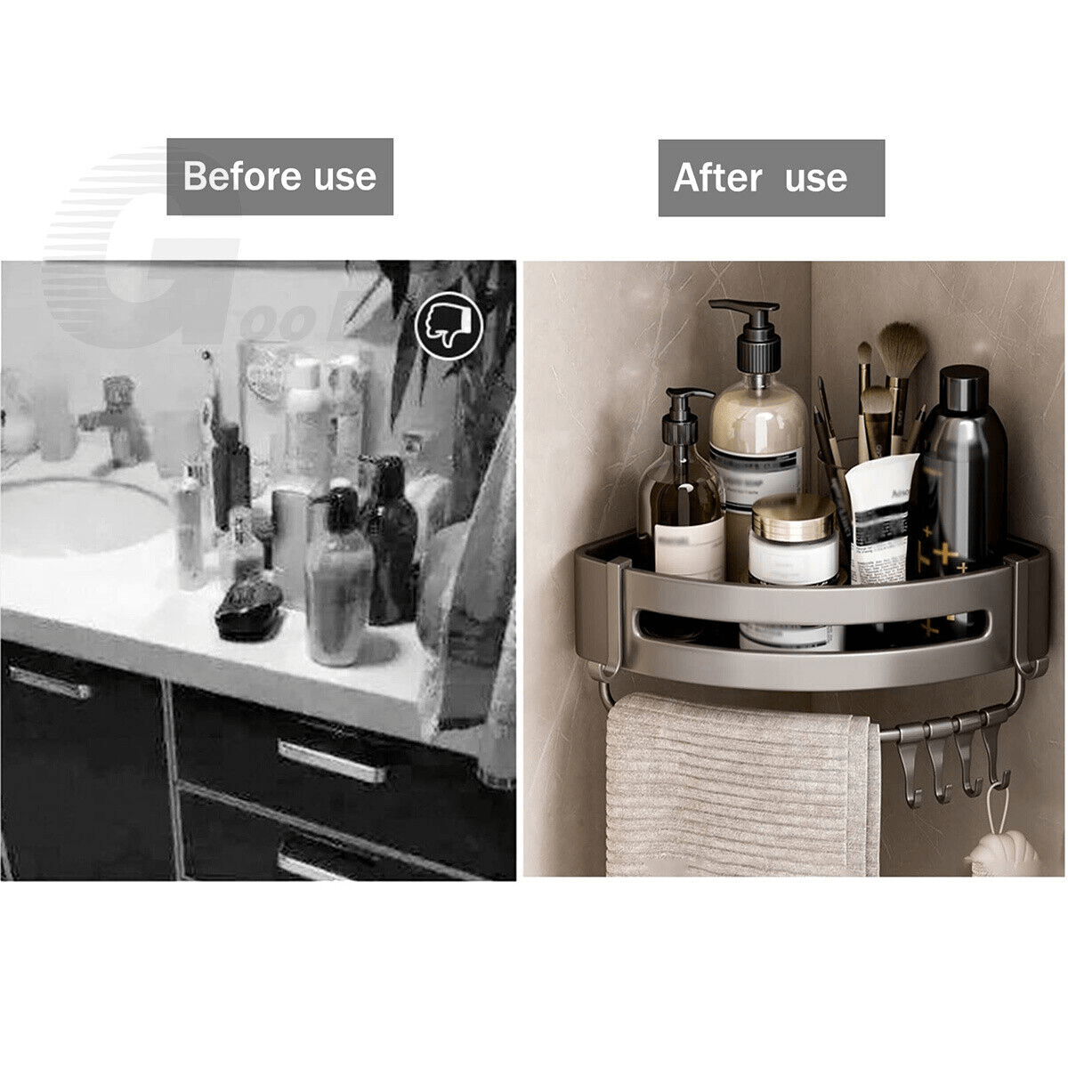 1 Corner Shower Shelf Caddy Adhesive No Drilling Bathroom Shampoo Holder Storage - HomeDIYer
