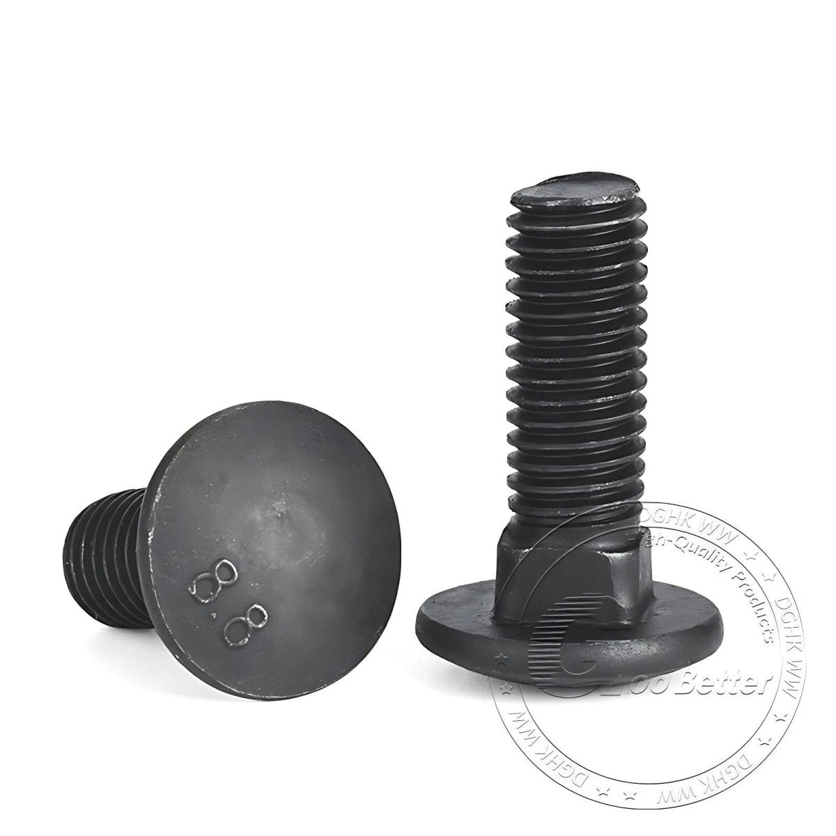 Black 8.8 Grade Steel Carriage Bolts | Cup Square Dome Head | M6–M24 - HomeDIYer