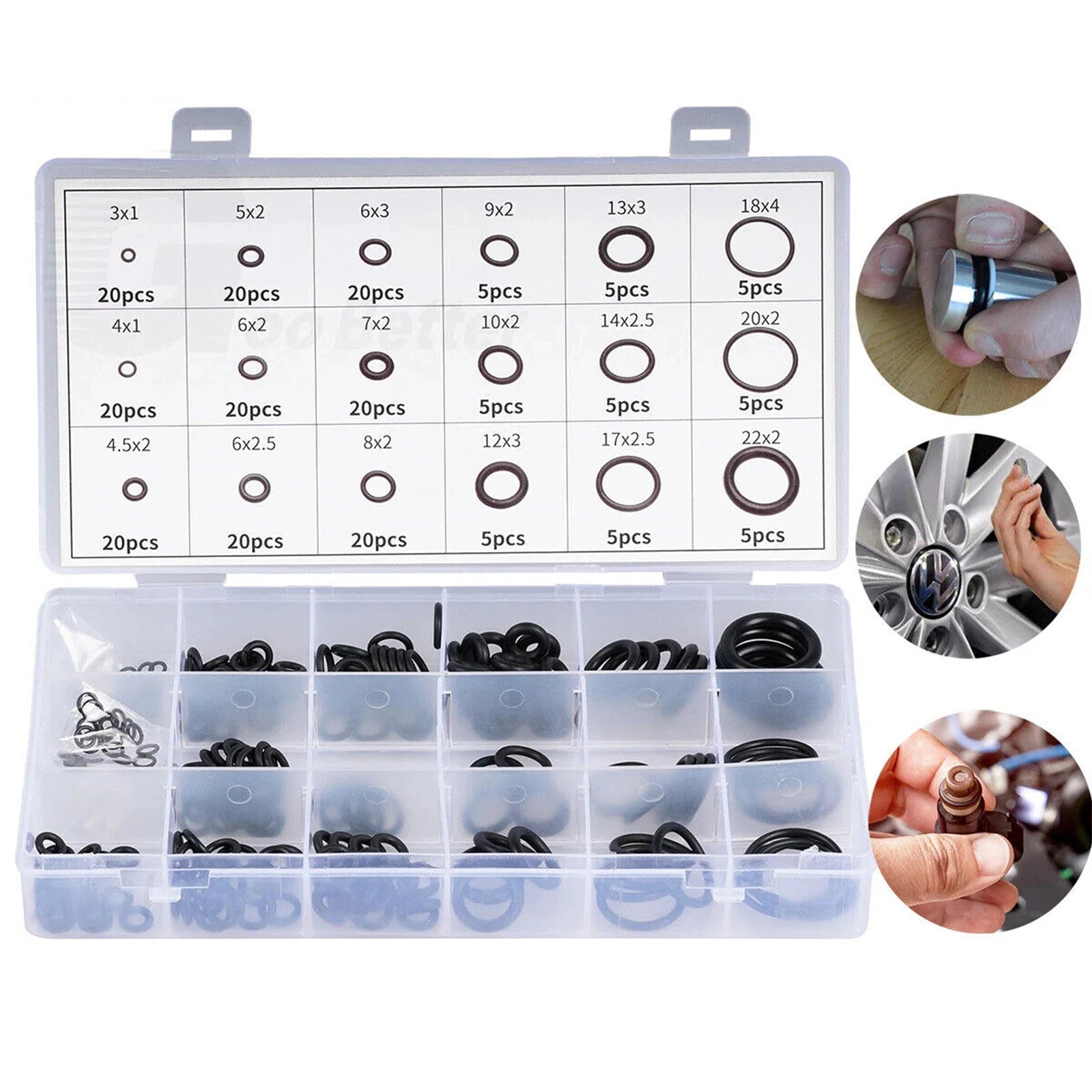 225Pcs O - Rings Ø3 - 22mm Nbr Rubber Sealing Rings Assortment Set O - Ring Sealing Rings - HomeDIYer