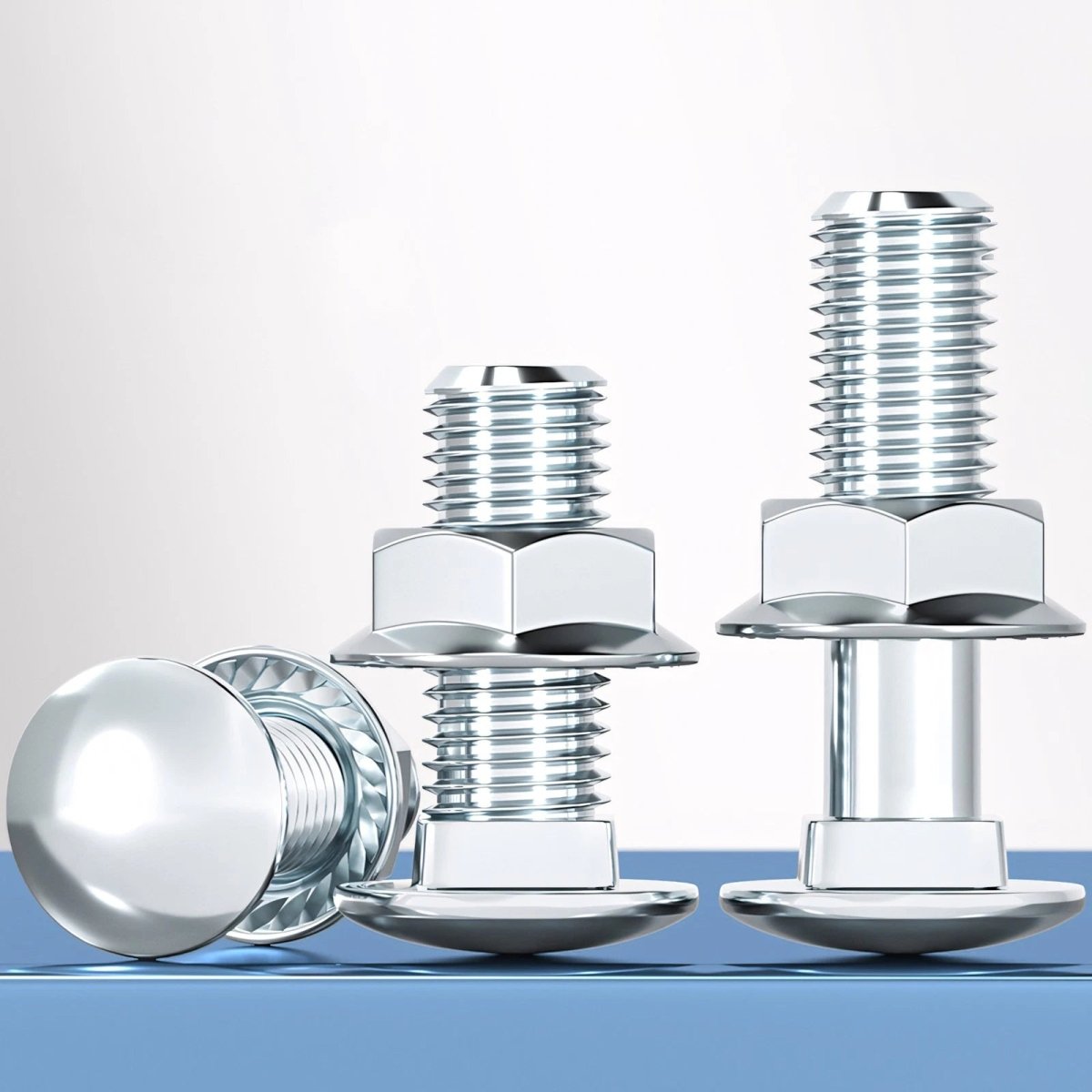 M4 M5 M6 Carriage Bolts with Hex Nuts – Zinc - Plated Steel, Full & Partial Thread - HomeDIYer