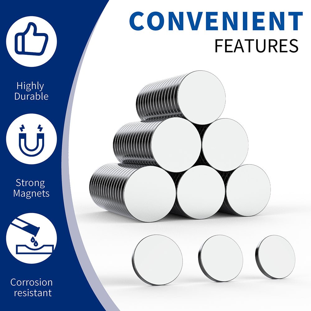 Small Neodymium Magnets - Heavy Duty Rare Earth Fridge Magnets for Whiteboard, DIY Crafts, Office & Home Use | Double Sided Strong Magnets - HomeDIYer