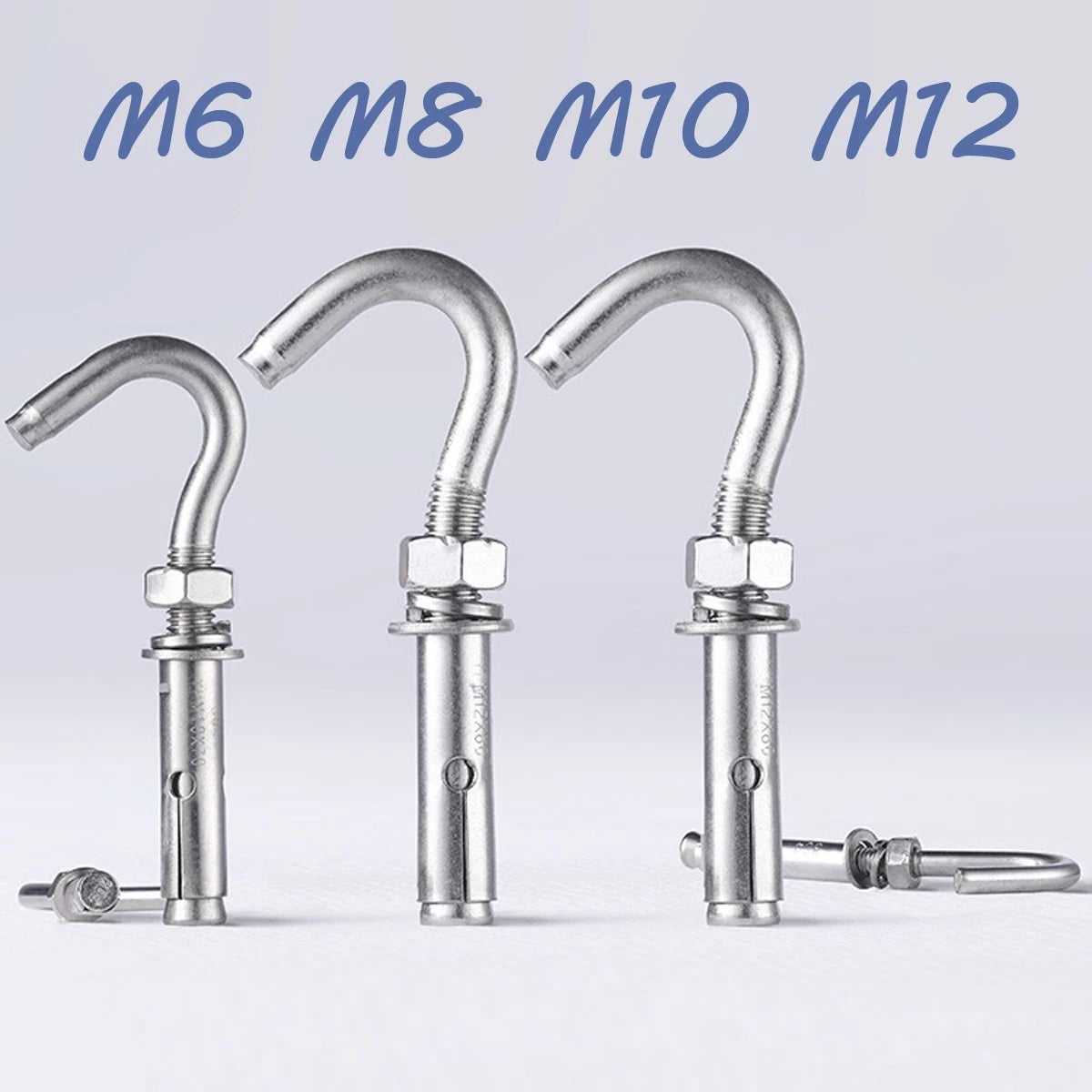 Stainless Steel Open Hook Expansion Anchor Bolts — M6 M8 M10 M12 (304 SS A2)