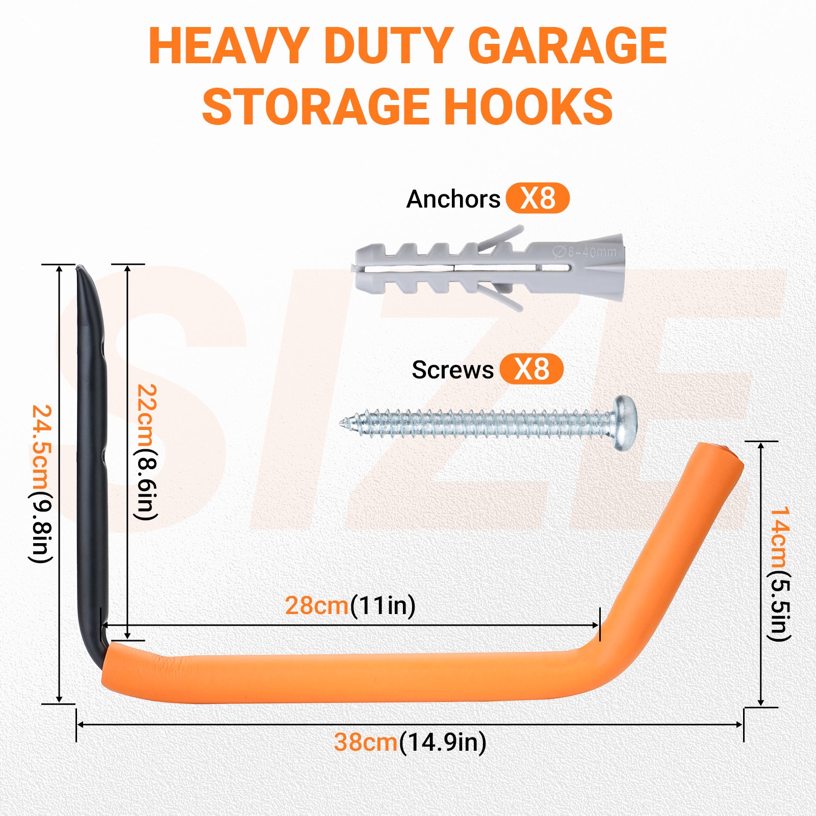 Heavy Duty Garage Storage Hooks 4-Pack 100LBS Wall Mount