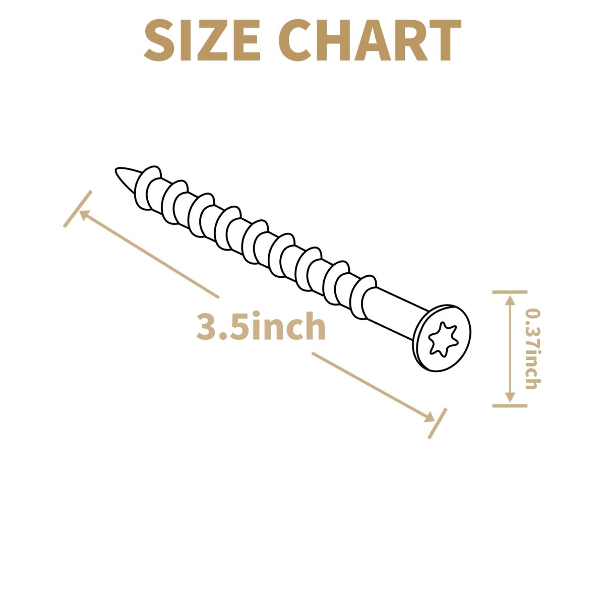 Wood Screws Lag Screws Torx Structural Screws, Construction Exterior Wood Screws, Timber Screws for Fence Log Landscaping Wood, T25 Bit Included, Yellow - HomeDIYer