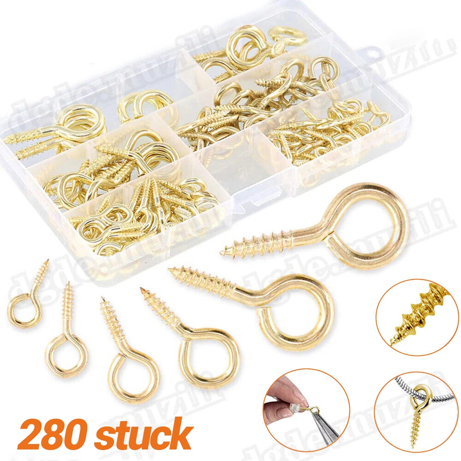280pcs Eyebolts Screw Hooks Eye Hooks Wood Thread Copper Plating - HomeDIYer