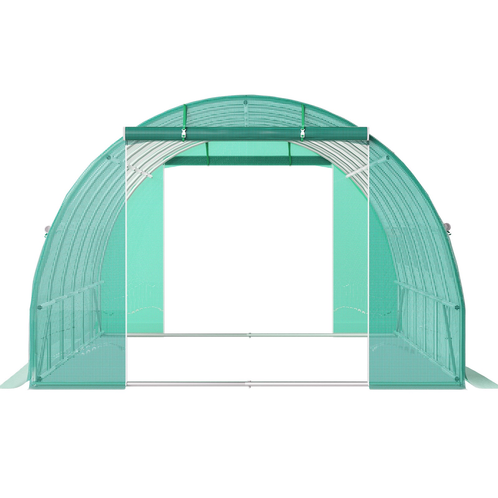 20ft x 10ft x 7ft Walk‑In Tunnel Greenhouse — Galvanized Steel Frame Roll‑Up Windows & Zippered Doors Green