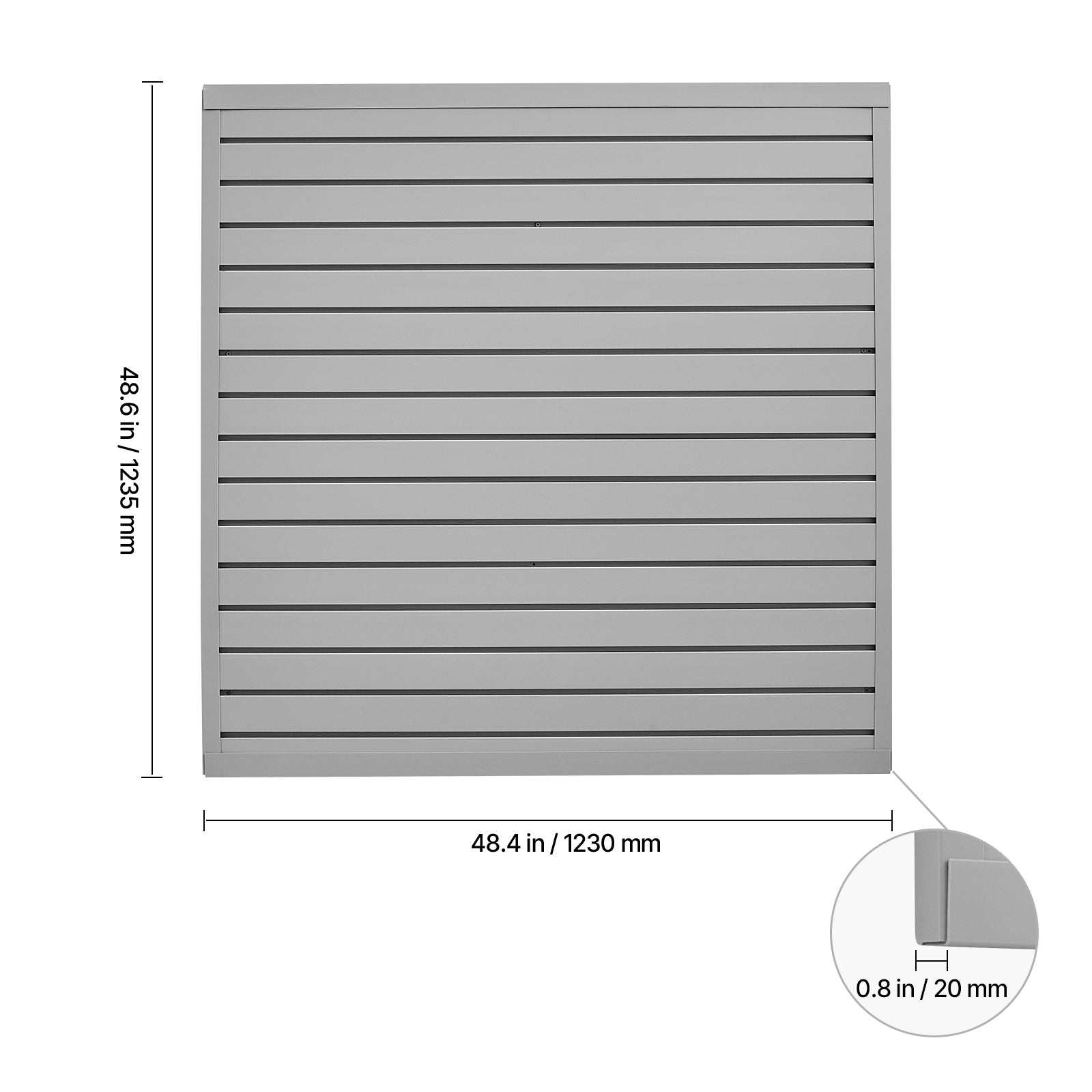 4 x 4 ft Slat Wall Paneling PVC Grey Garage Slatwall with Modular Design