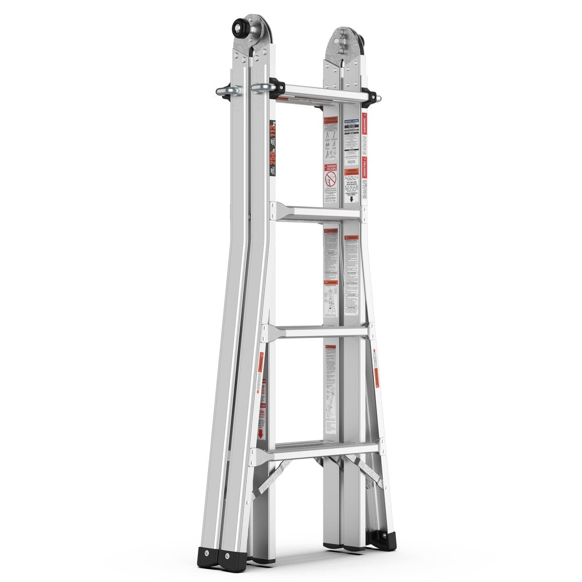 17ft Multi - Position Foldable Aluminum Ladder, A - Frame and Straight Ladder, ANSI 250lbs - HomeDIYer