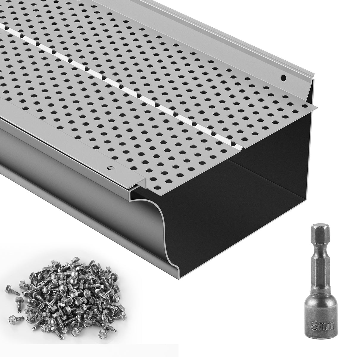 Aluminum Gutter Guard 6" 26-Pack 104 ft 4mm Perforations DIY Cut Fits Any Roof | HomeDIYer