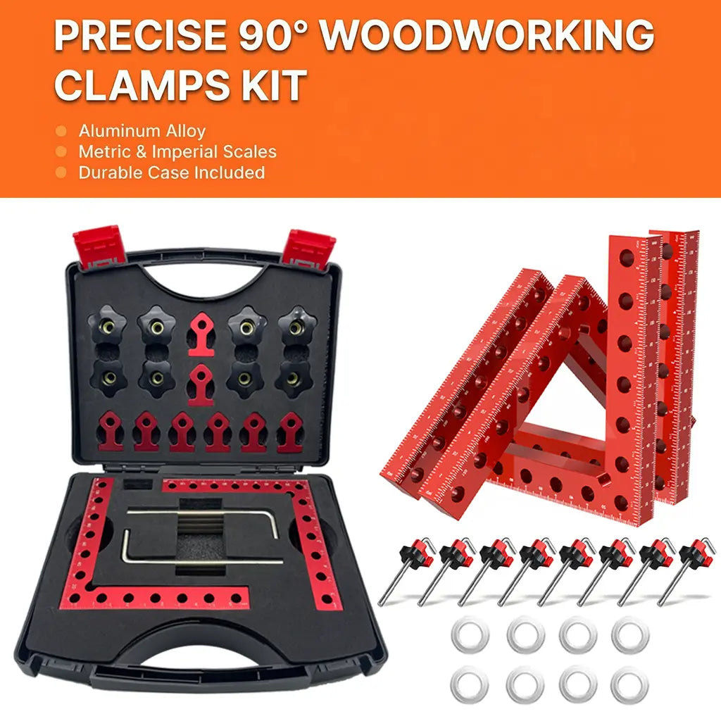 Aluminum 90° Corner Clamp Kit with Storage Case – 2, 4 & 8-Piece Sets